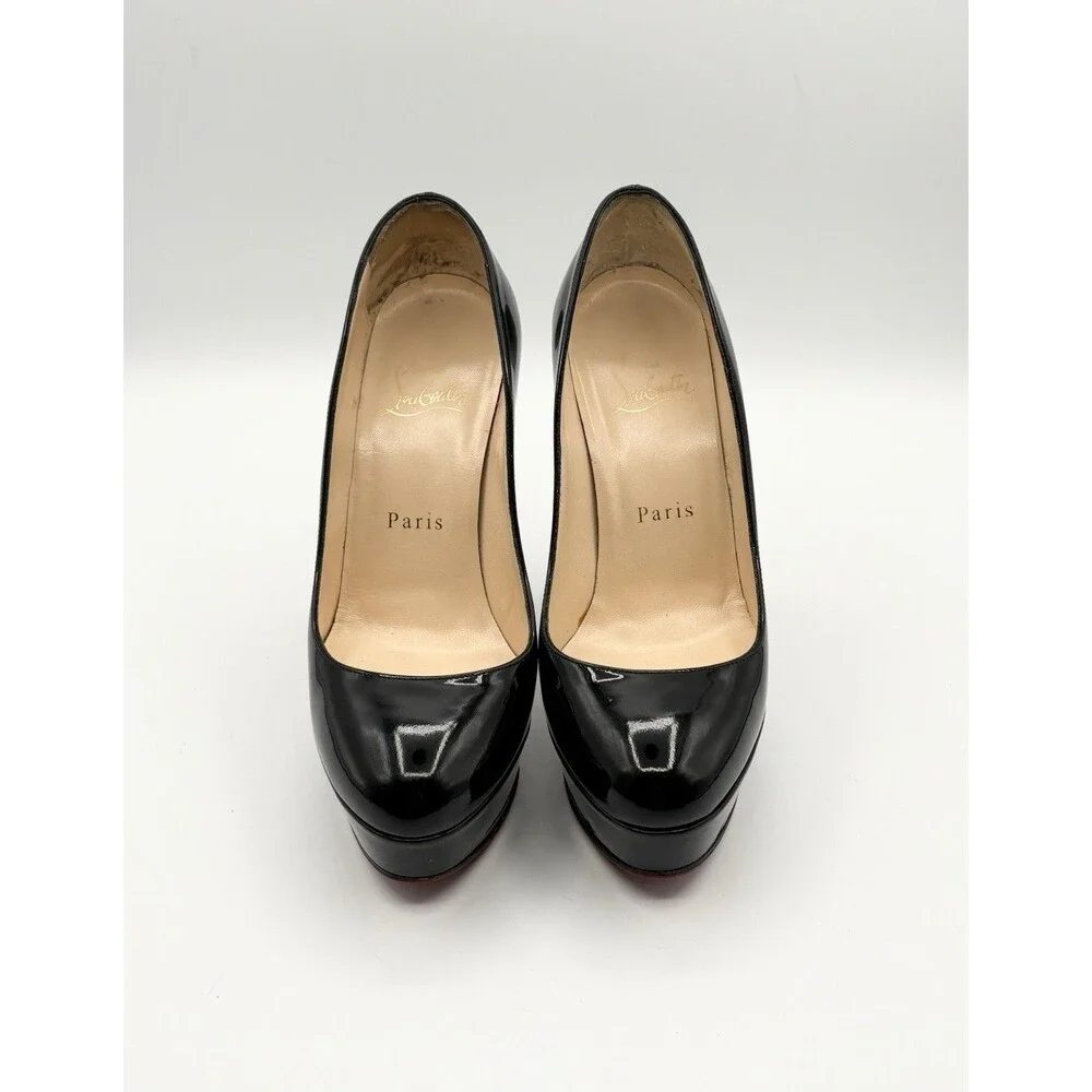 Christian Louboutin Bianca 140 Black Patent Leather Platform Heels Size EU 35